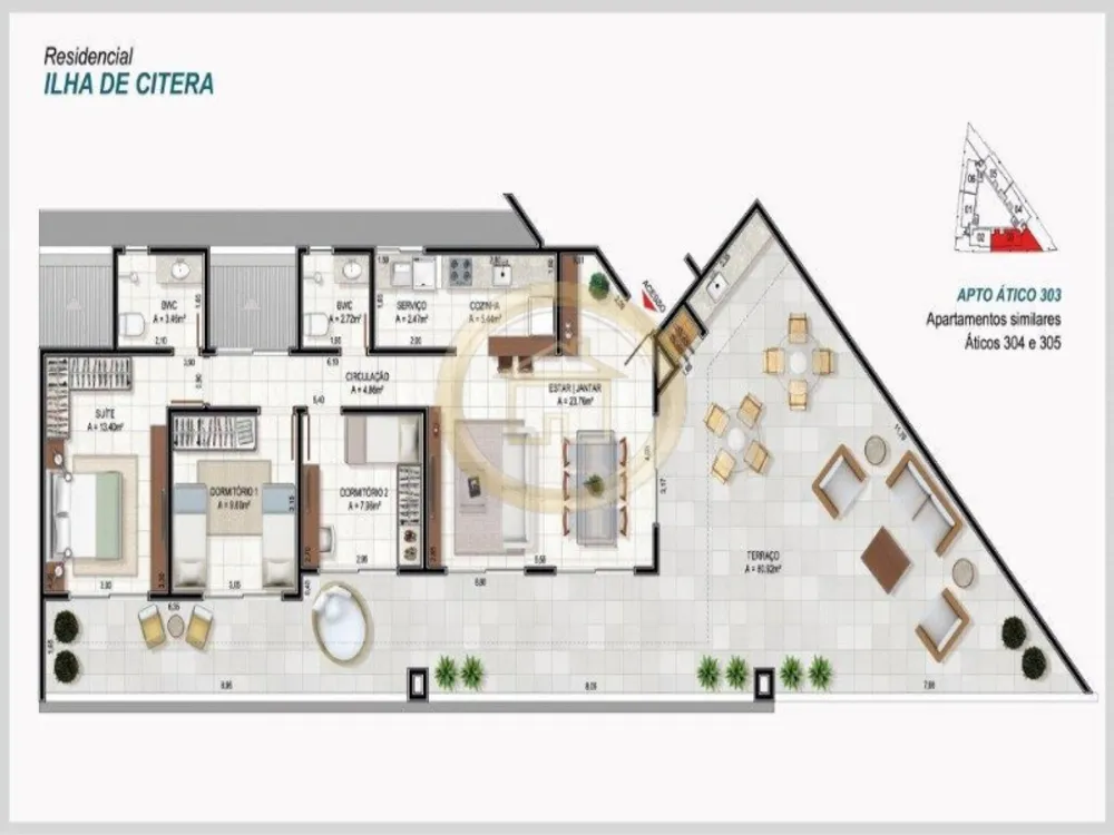 Cobertura, 3 quartos, 163 m² - Foto 1