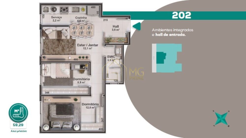 Apartamento à venda com 2 quartos, 72m² - Foto 3