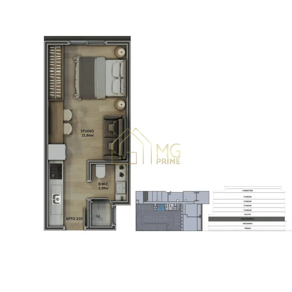 Apartamento, 1 quarto, 28 m² - Foto 11