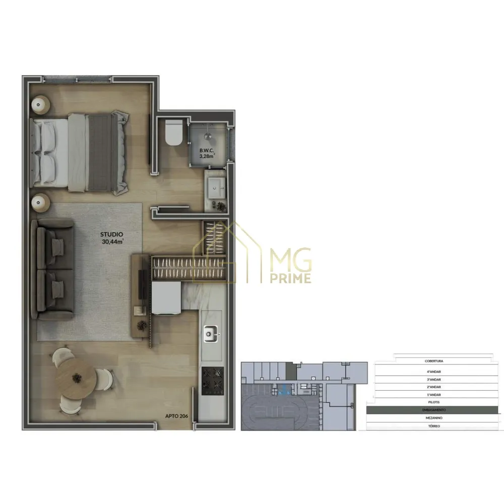Apartamento, 1 quarto, 28 m² - Foto 9