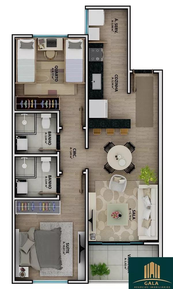 Apartamento, 2 quartos, 61 m² - Foto 7