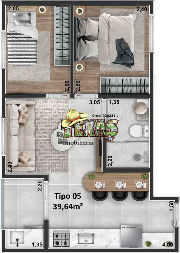 Apartamento, 2 quartos, 39 m² - Foto 2