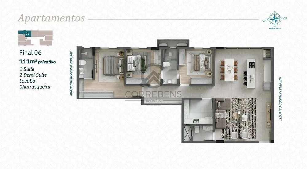 Apartamento, 3 quartos, 174 m² - Foto 1