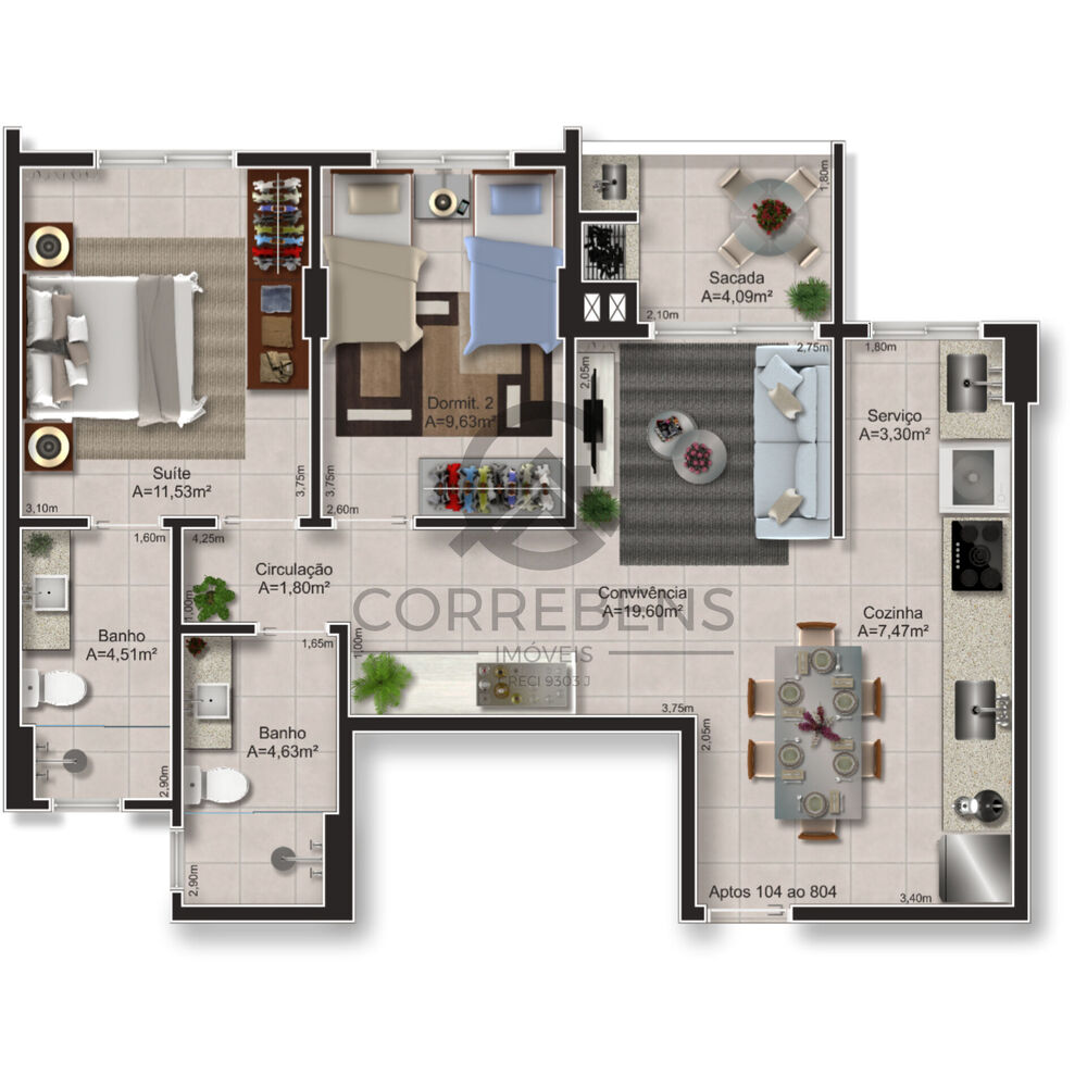 Apartamento, 2 quartos, 84 m² - Foto 2