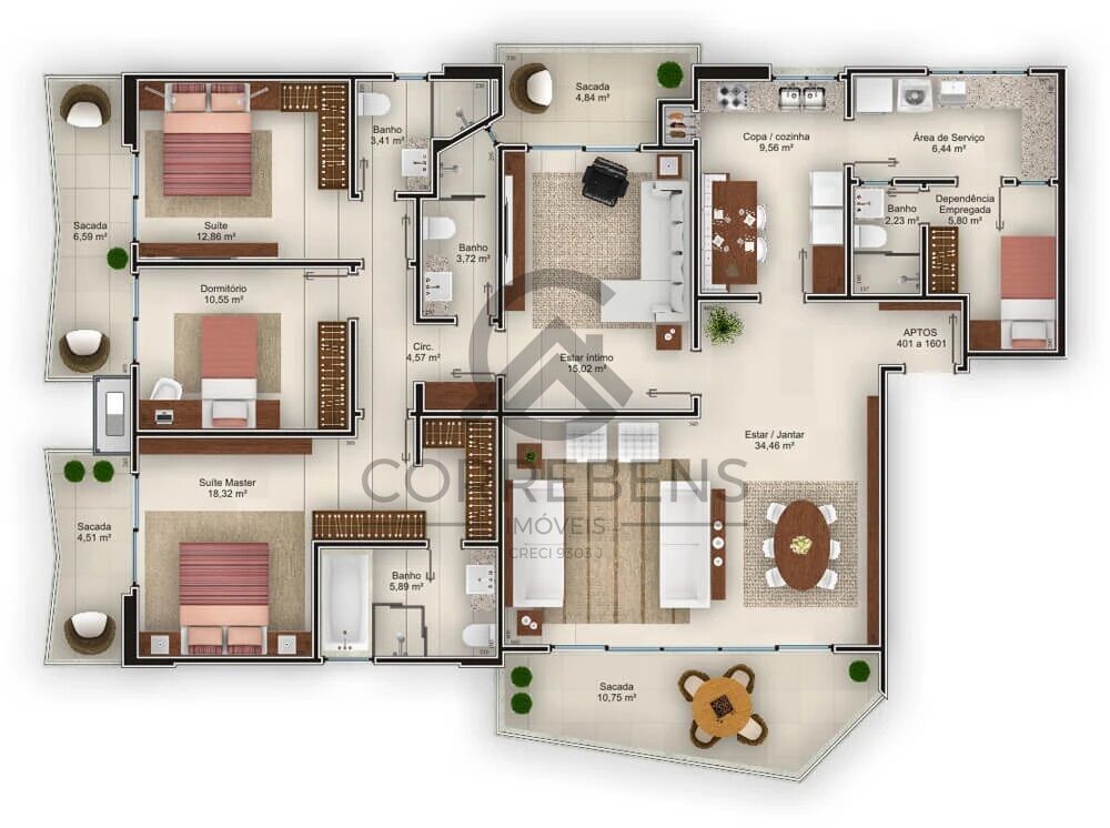 Apartamento à venda com 3 quartos, 182m² - Foto 7