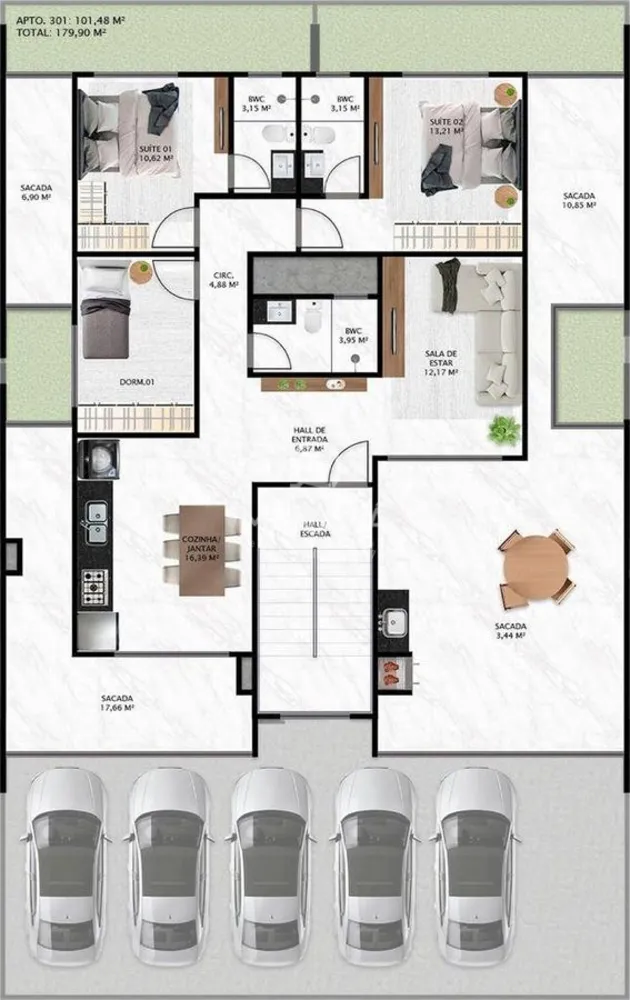Apartamento, 3 quartos, 100 m² - Foto 5