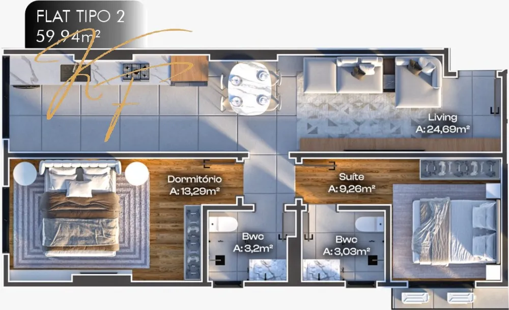 Flat/Apart Hotel, 1 quarto, 71 m² - Foto 5
