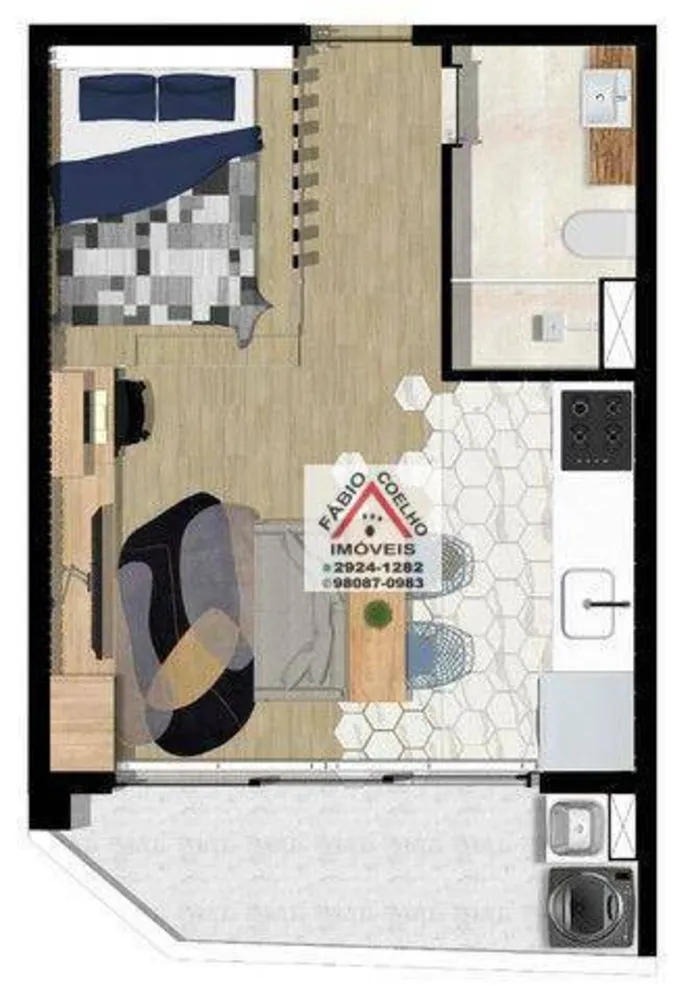 Kitnet-Studio, 32 m² - Foto 1