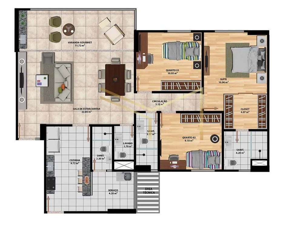 Apartamento, 3 quartos, 108 m² - Foto 3