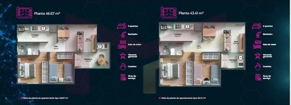 Apartamento, 2 quartos, 46 m² - Foto 3