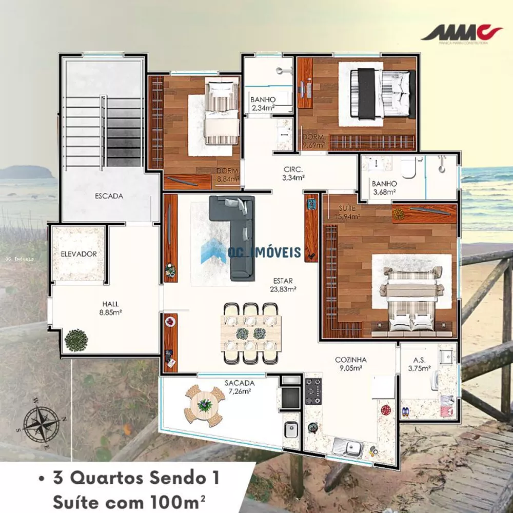 Apartamento à venda com 3 quartos, 103m² - Foto 9