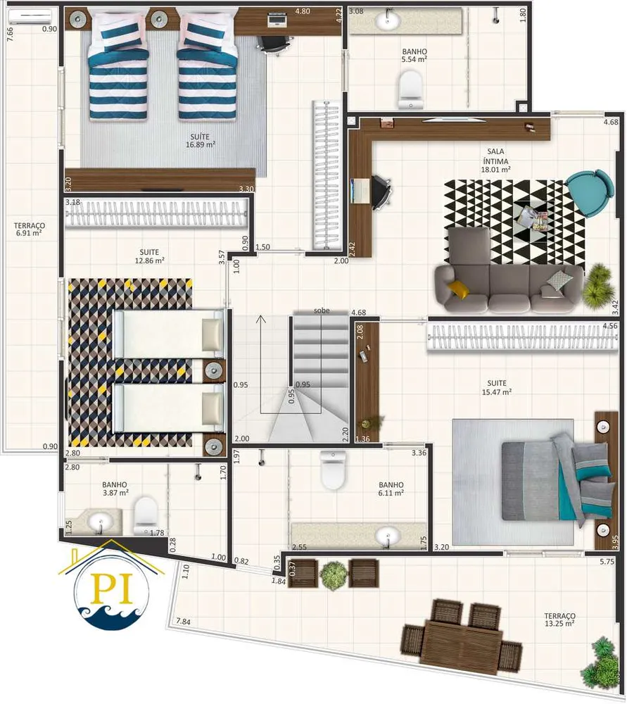 Cobertura, 3 quartos, 198 m² - Foto 1