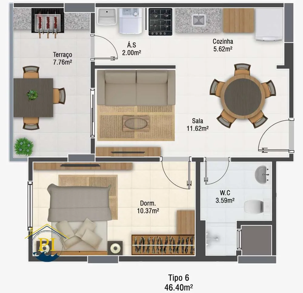 Apartamento, 1 quarto, 46 m² - Foto 7