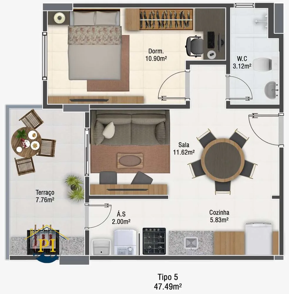 Apartamento, 1 quarto, 47 m² - Foto 8