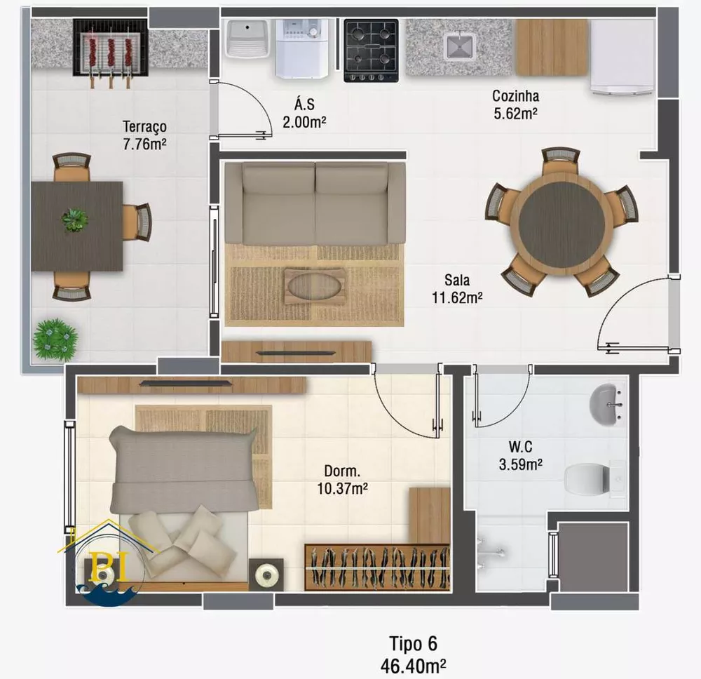 Apartamento, 1 quarto, 46 m² - Foto 6