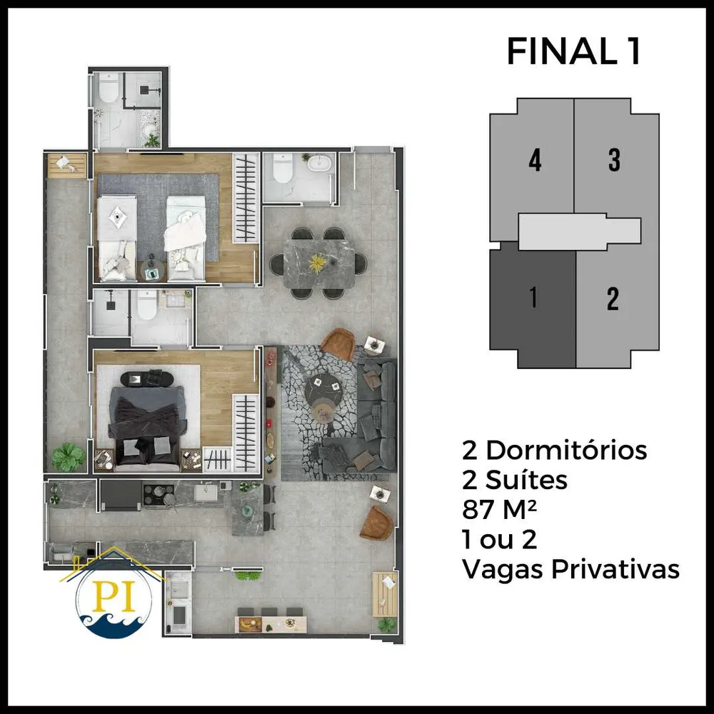 Apartamento, 2 quartos, 87 m² - Foto 1