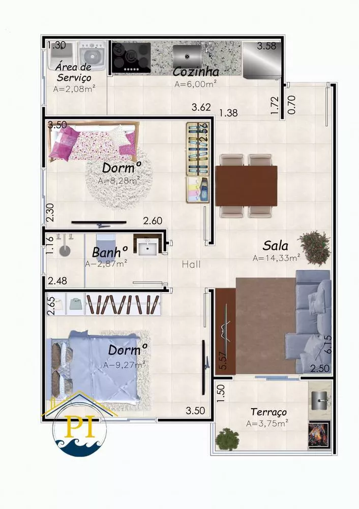 Apartamento à venda com 2 quartos, 53m² - Foto 2