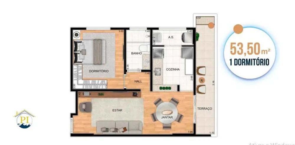Apartamento, 1 quarto, 53 m² - Foto 2