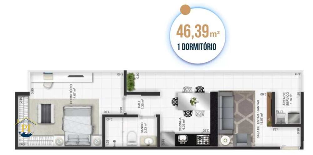 Apartamento, 1 quarto, 47 m² - Foto 6