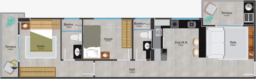 Apartamento à venda com 2 quartos, 53m² - Foto 3