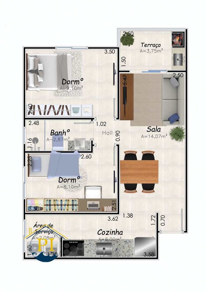 Apartamento, 2 quartos, 52 m² - Foto 2