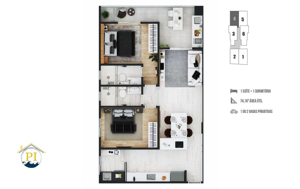 Apartamento, 2 quartos, 74 m² - Foto 2