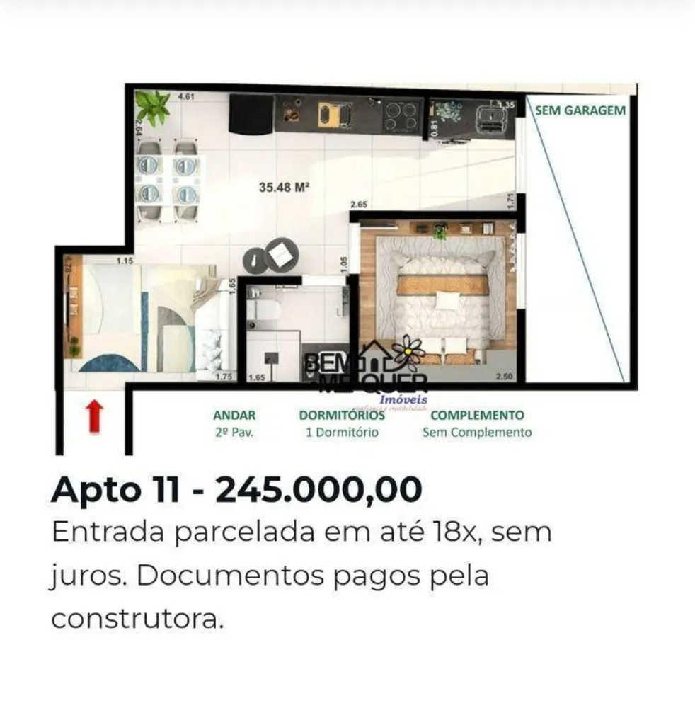 Apartamento, 1 quarto, 43 m² - Foto 1