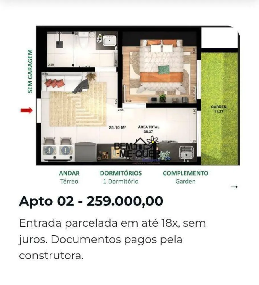 Apartamento, 1 quarto, 36 m² - Foto 1