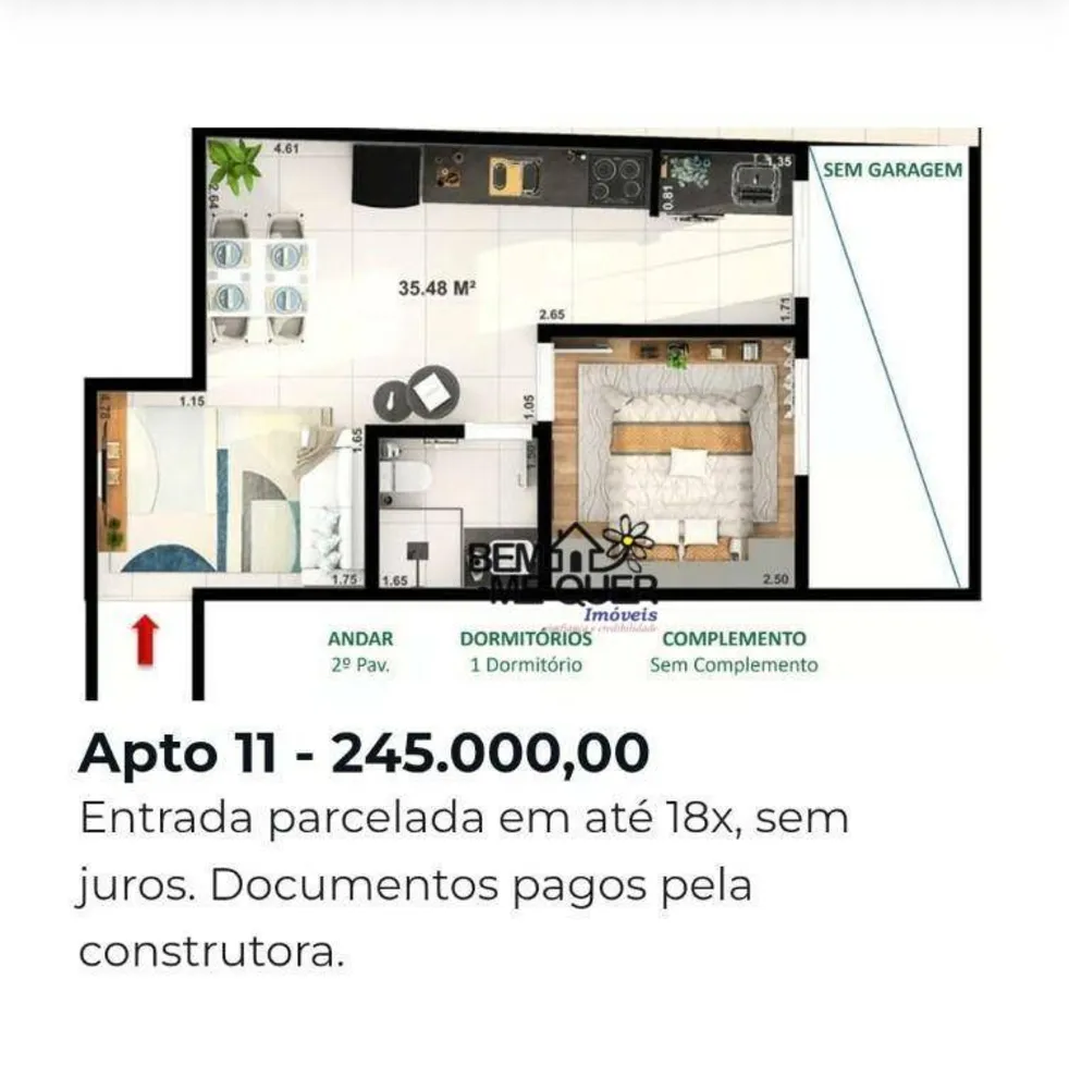 Apartamento, 1 quarto, 36 m² - Foto 2