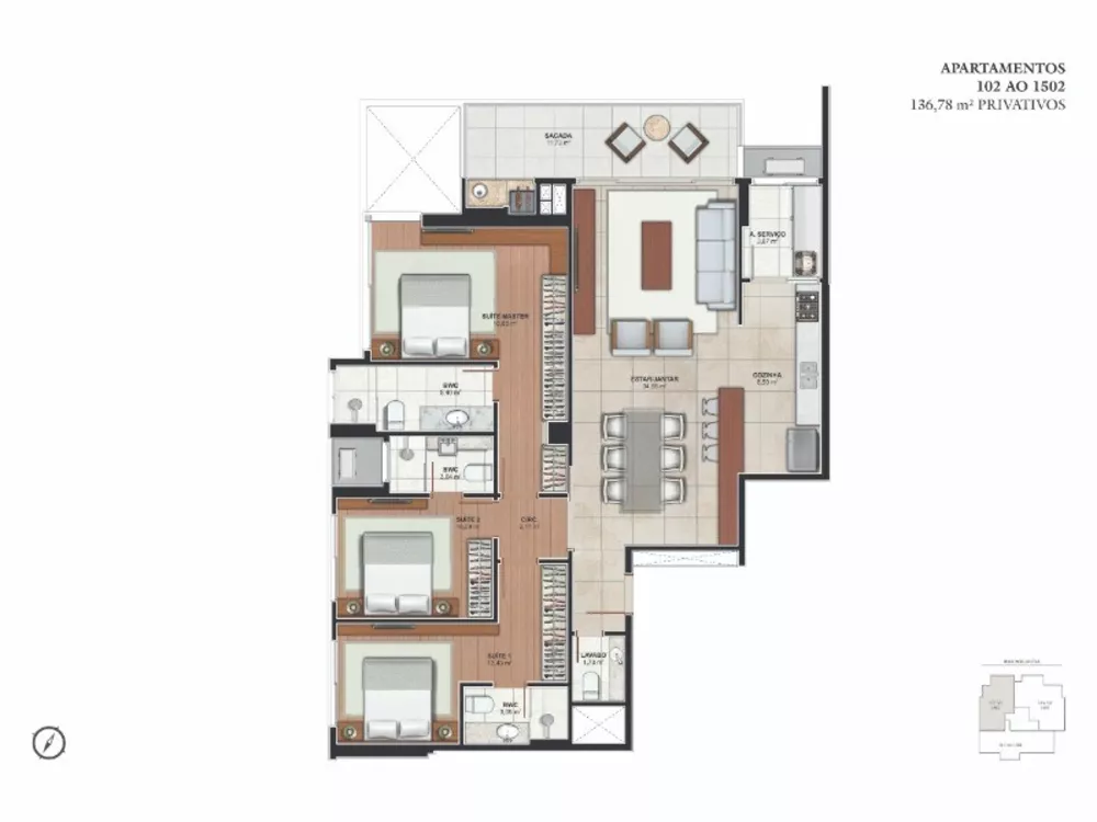 Apartamento, 3 quartos, 136 m² - Foto 2
