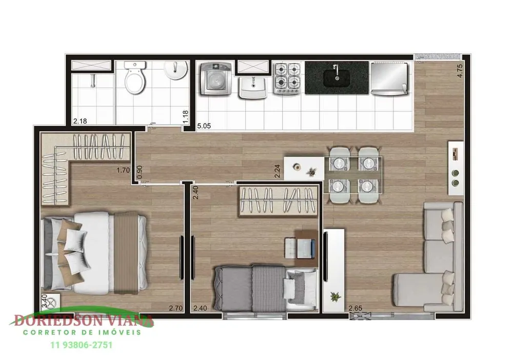 Apartamento, 2 quartos, 40 m² - Foto 2