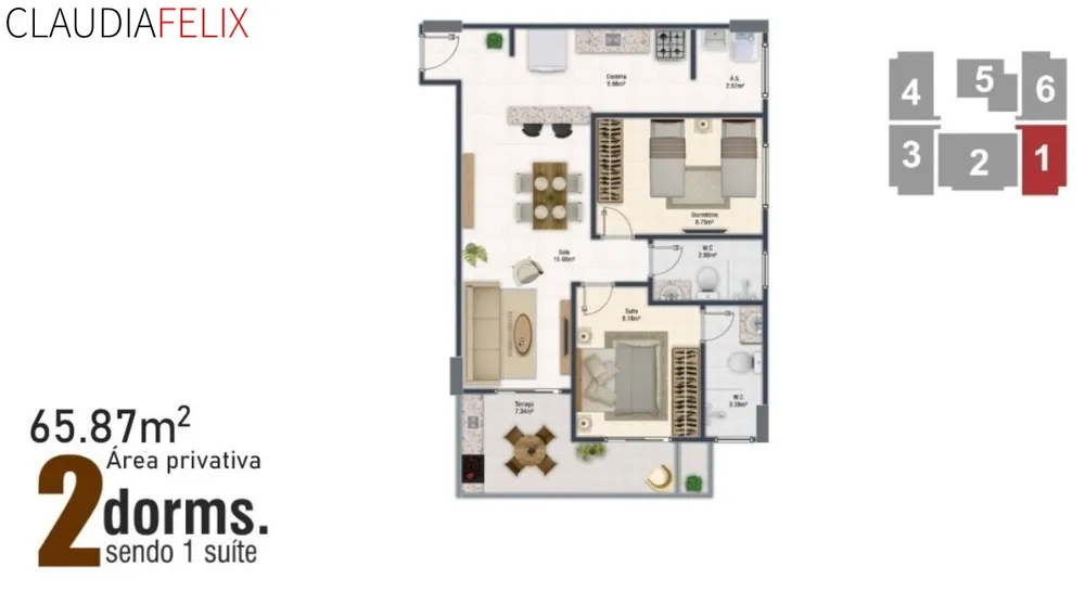 Apartamento, 2 quartos, 65 m² - Foto 1