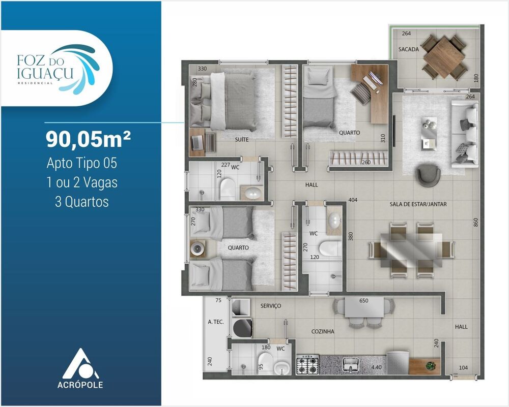 Apartamento, 3 quartos, 90 m² - Foto 2