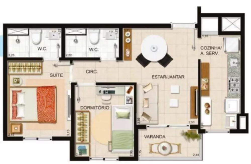 Apartamento à venda com 2 quartos, 50m² - Foto 2