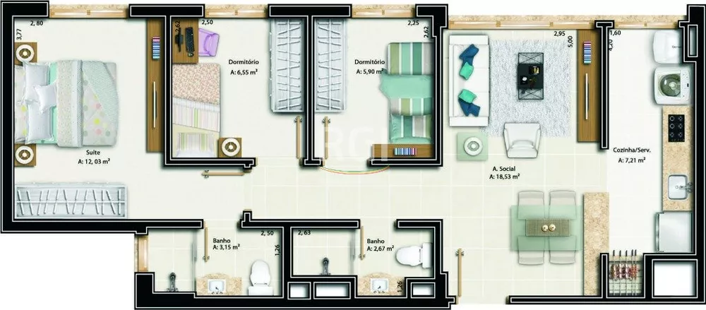 Apartamento à venda com 3 quartos, 70m² - Foto 4