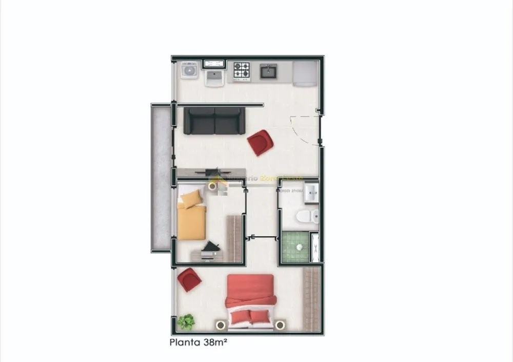 Apartamento, 2 quartos, 43 m² - Foto 2