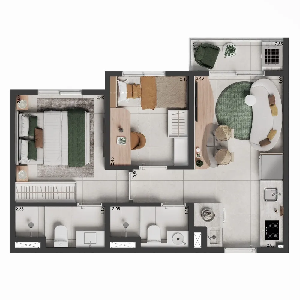 Apartamento, 2 quartos, 34 m² - Foto 12