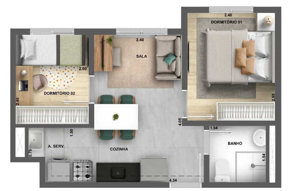Apartamento, 2 quartos, 36 m² - Foto 9