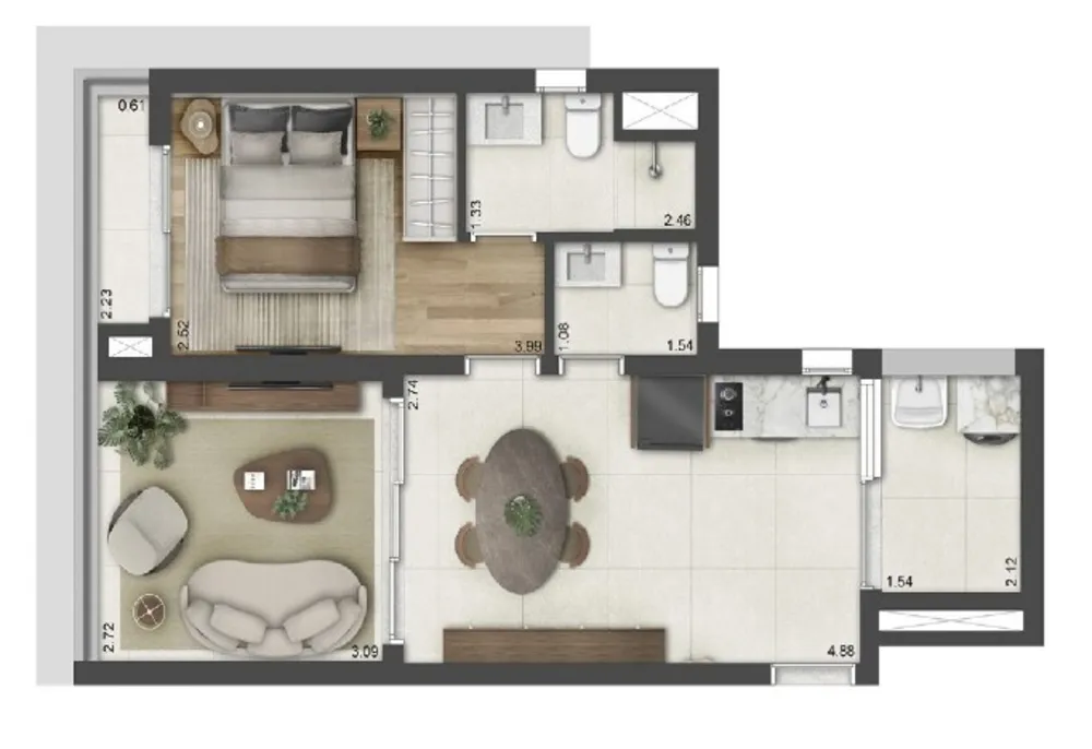 Apartamento, 1 quarto, 38 m² - Foto 2