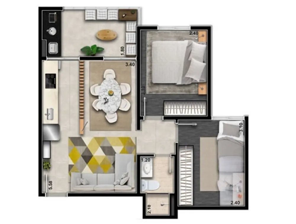 Apartamento, 3 quartos, 60 m² - Foto 9