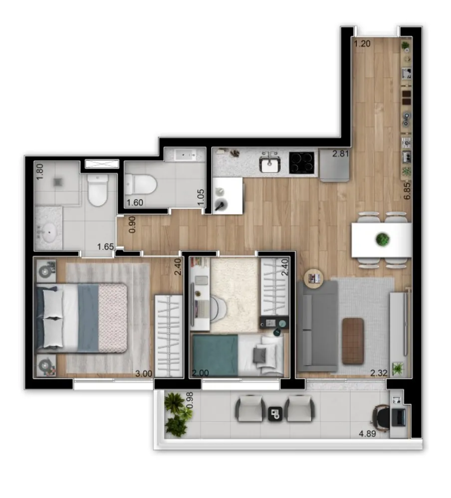 Apartamento, 2 quartos, 48 m² - Foto 3