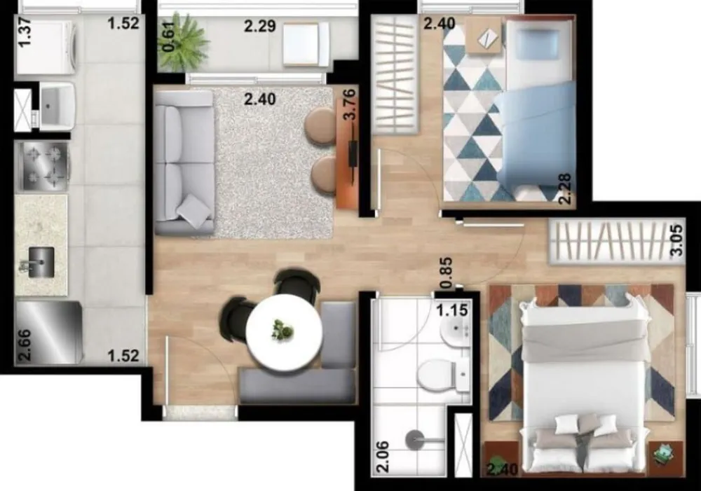 Apartamento, 2 quartos, 56 m² - Foto 8