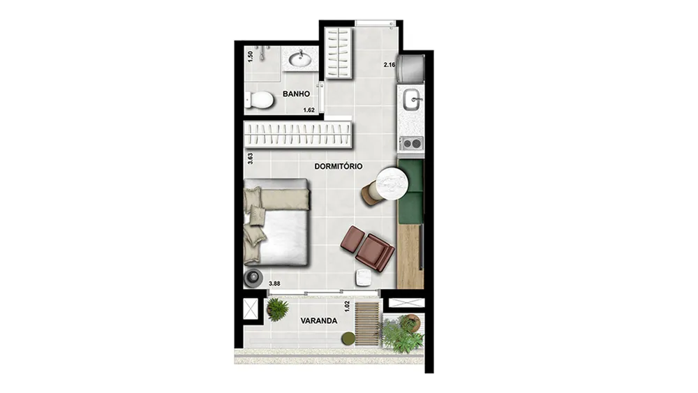 Apartamento, 1 quarto, 34 m² - Foto 12