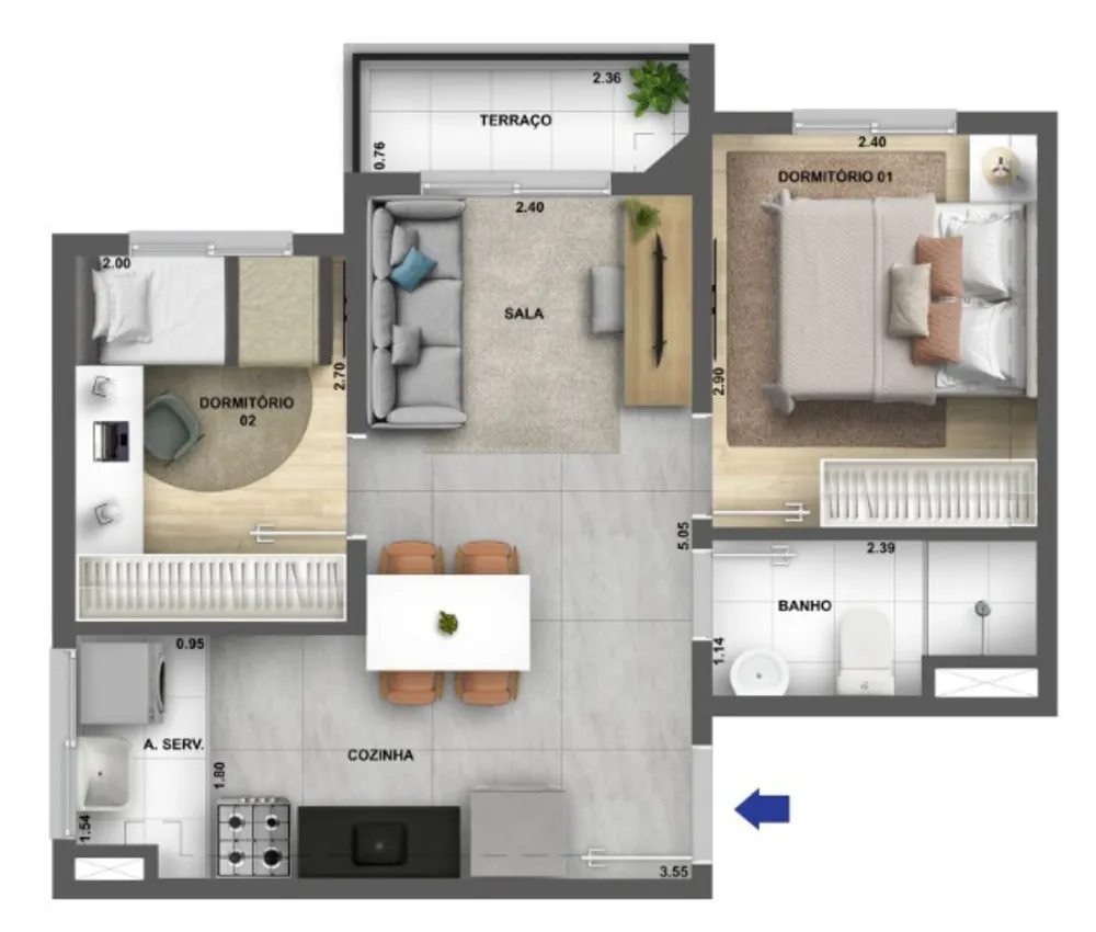 Apartamento, 2 quartos, 37 m² - Foto 12