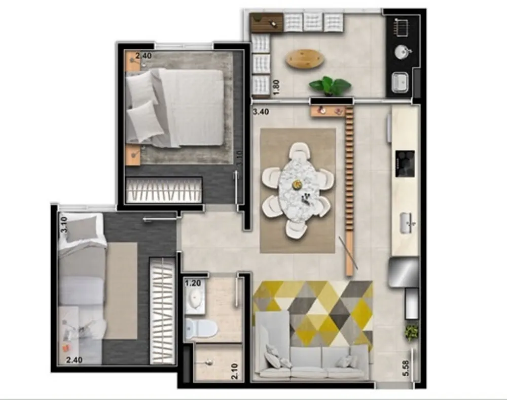 Apartamento, 2 quartos, 34 m² - Foto 10