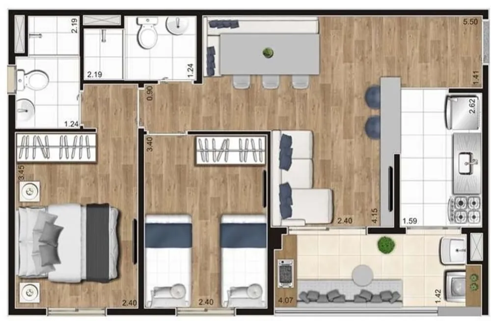 Apartamento, 2 quartos, 45 m² - Foto 11