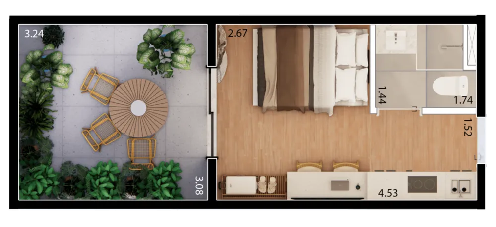 Apartamento, 1 quarto, 14 m² - Foto 1