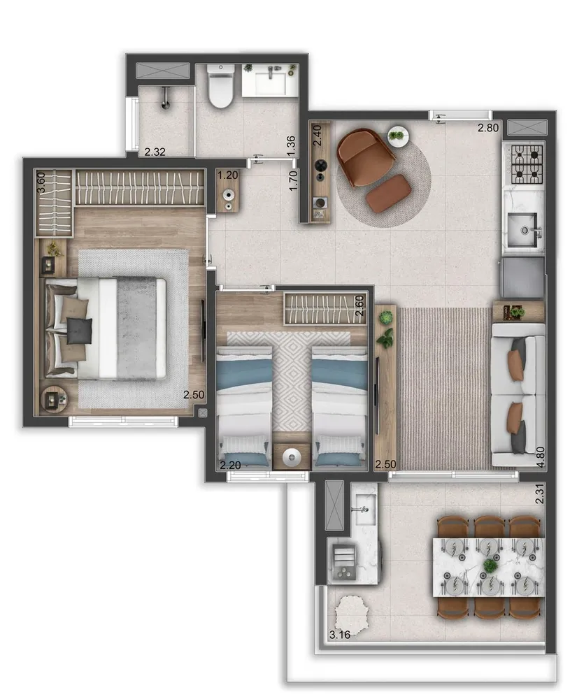 Apartamento, 2 quartos, 45 m² - Foto 12
