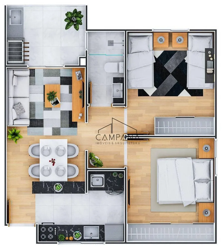 Apartamento, 2 quartos, 52 m² - Foto 2
