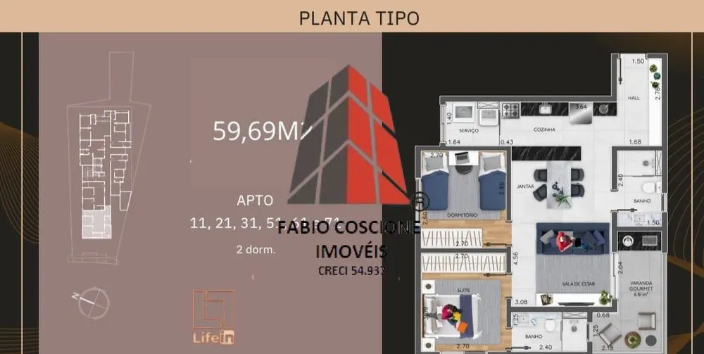 Apartamento, 2 quartos, 40 m² - Foto 3